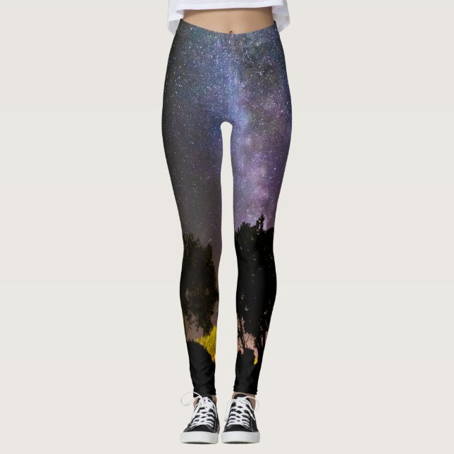 Baumlandschaft mit Milchstraße Leggings (Vorderseite)