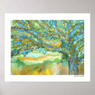 Baumlandschaft Moderne Türkis Grün Blau Malerei Poster