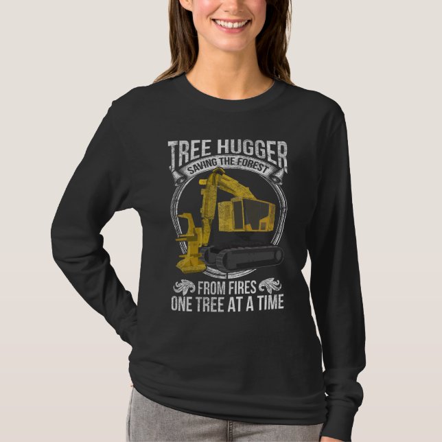 Baumloggen Joke Forestry Harvester T-Shirt (Vorderseite)