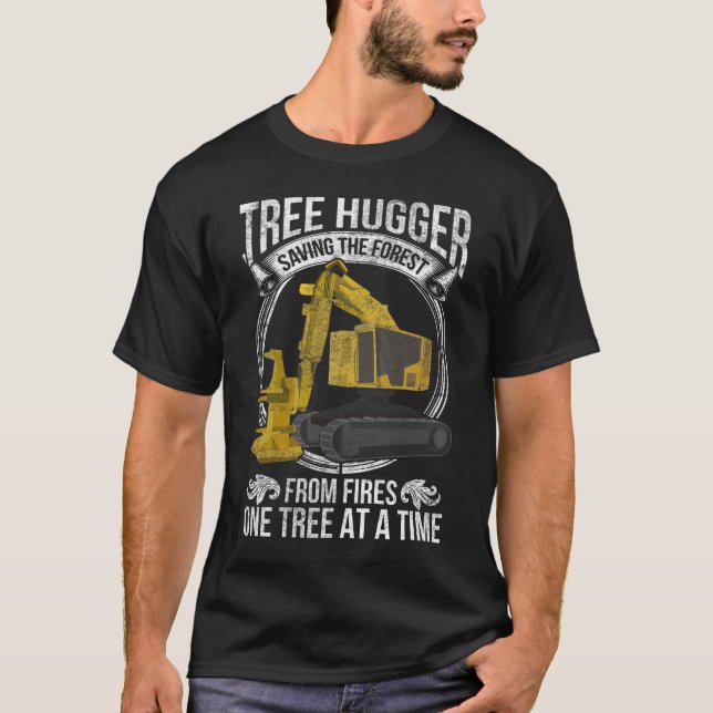 Baumloggen Joke Forestry Harvester T-Shirt (Vorderseite)