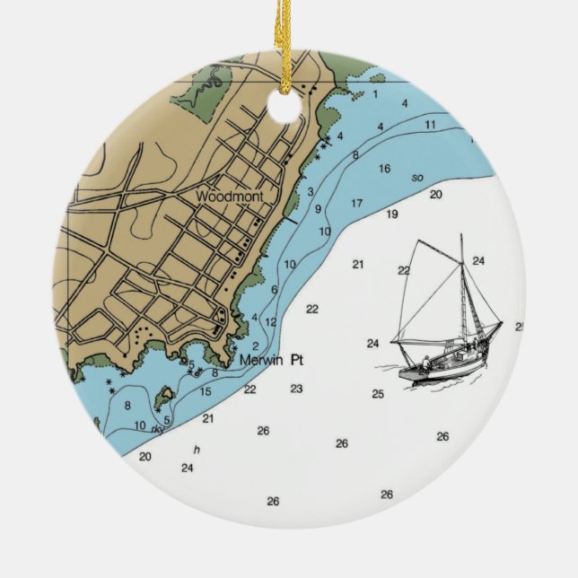 Baummont CT Nautical Chart Keramik Ornament (Hinten)