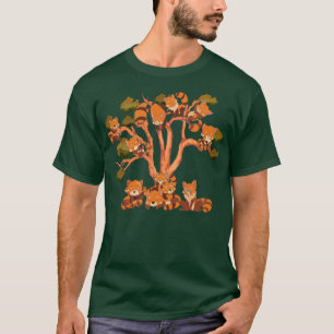 Baumnatur Niedlich Chinesisches Tier Rote Panda T-Shirt