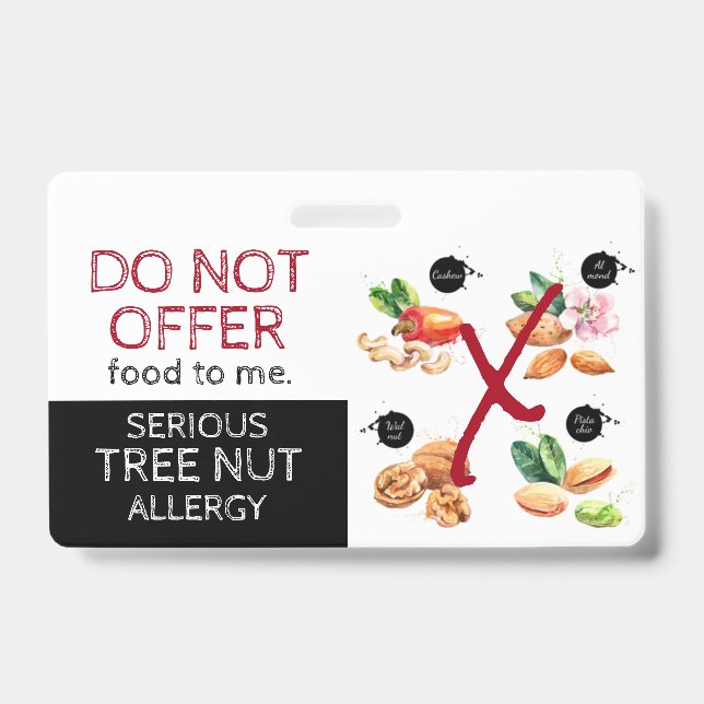 BaumNut Food Allergy Alert Label Ausweis (Vorderseite)