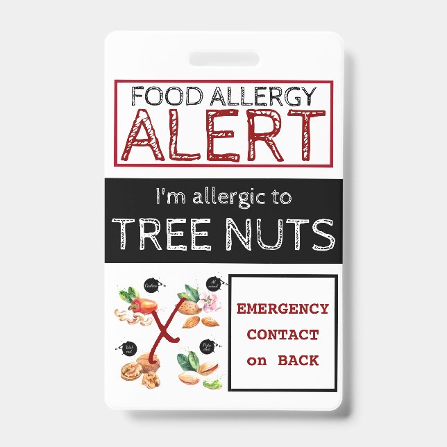BaumNut Food Allergy Alert Label Ausweis (Vorderseite)