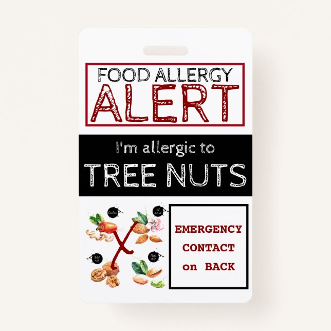 BaumNut Food Allergy Alert Label Ausweis (Vorderseite)