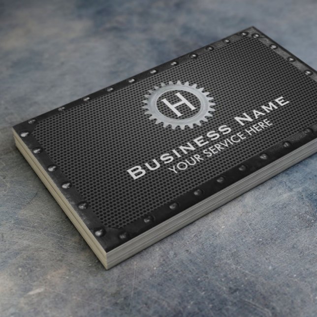 Baumongramm Dunkles Metall Gerahmt modern Visitenkarte (Von Creator hochgeladen)