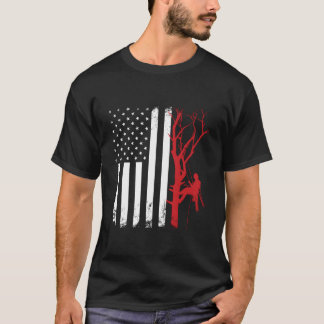 Baumpfleger Amerikanische Flagge Amerika Baumpfleg T-Shirt