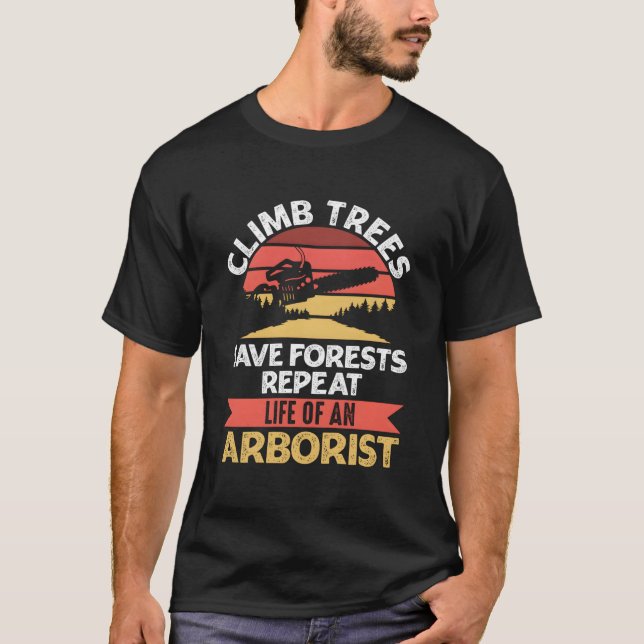 Baumpfleger Holzarbeit Holzfäller Baumfällen Klett T-Shirt (Vorderseite)