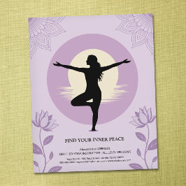 Baumpose - Yoga-Lehrer mit Lotusblumen Flyer