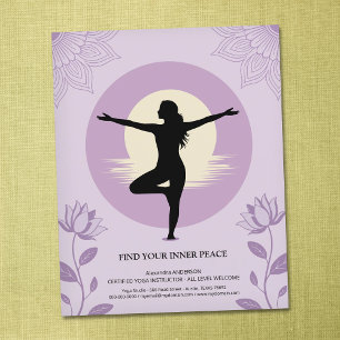 Baumpose - Yoga-Lehrer mit Lotusblumen Flyer