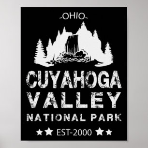 Baumreihe mit Wasserfall Cuyahoga Valley National Poster