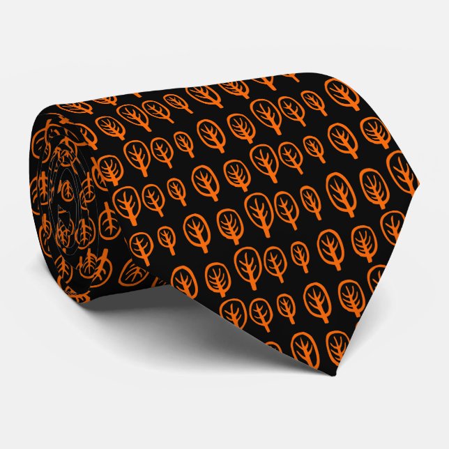 Baumreihe - Orange auf schwarz Krawatte (Gerollt)