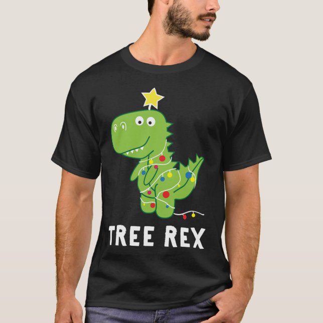 Baumrex. Animal Pun Funny Dinosaur Christmas Paja T-Shirt (Vorderseite)
