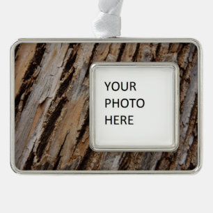 Baumrinde I Natürliche Abstrakte Textur Rahmen-Ornament Silber