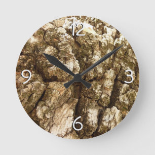 Baumrinde II Natürliche Texturdesign Runde Wanduhr