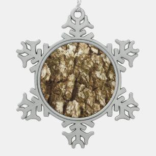 Baumrinde II Natürliche Texturdesign Schneeflocken Zinn-Ornament