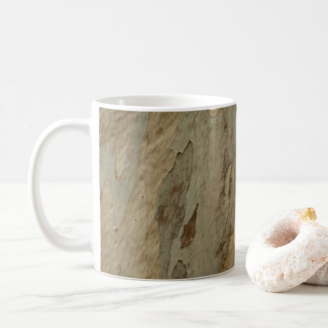 Baumrinde III Natürliche Abstrakte Textur Kaffeetasse (Mit Donut)