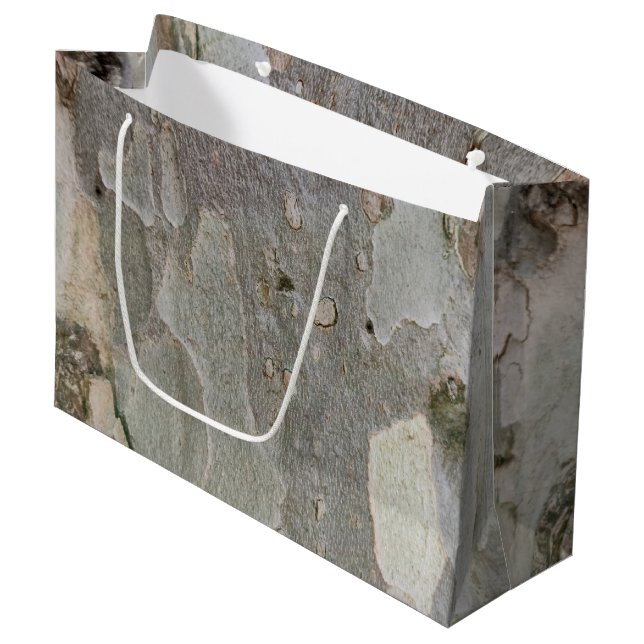 Baumrinde Muster große Geschenktasche Geschenktüte (Vorderseite Schrägansicht)