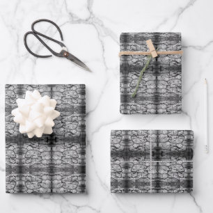 Baumrinde Schwarz-Weiß-Foto Nahaufnahme Muster Geschenkpapier Set