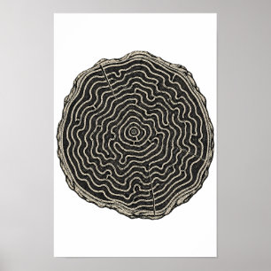 Baumring-Labyrinth-Holzschnitt Vintage-Holzschnitt Poster