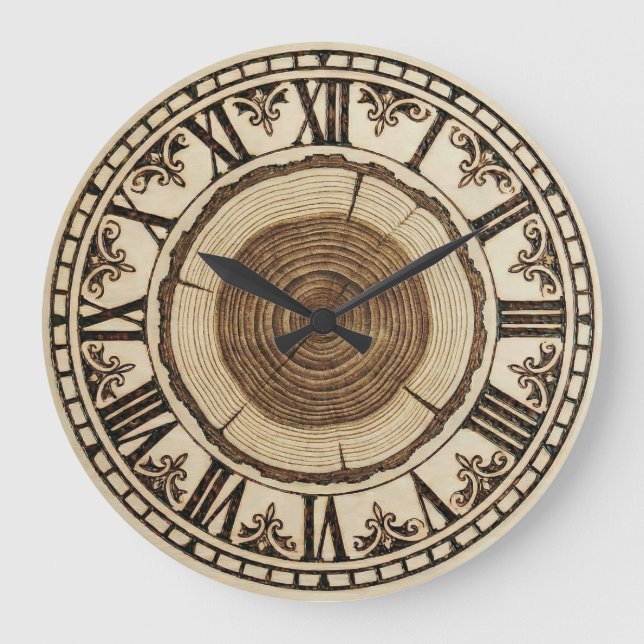 Baumringe Wanduhr  (Vorderseite)