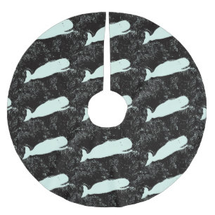 Baumrock der weißen Wale Polyester Weihnachtsbaumdecke