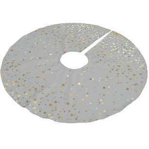 Baumrock-Gold-Sterne Silbergrau Polyester Weihnachtsbaumdecke