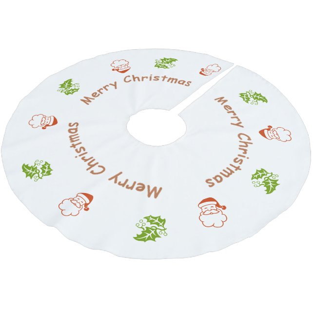 Baumrock - Santa und Holly Polyester Weihnachtsbaumdecke (Schrägansicht)