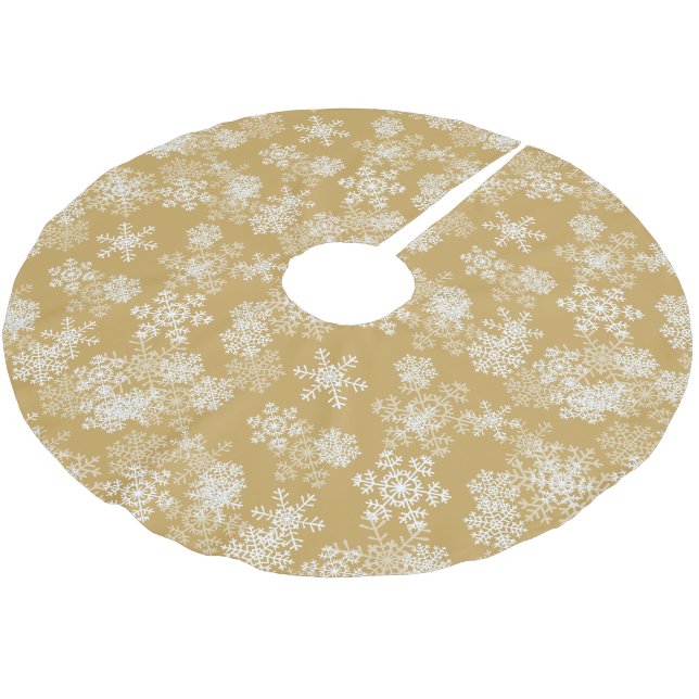 Baumrock-Schneeflocken Polyester Weihnachtsbaumdecke (Schrägansicht)