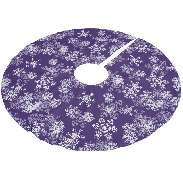 Baumrock-Snowflakes-Lila Polyester Weihnachtsbaumdecke (Schrägansicht)