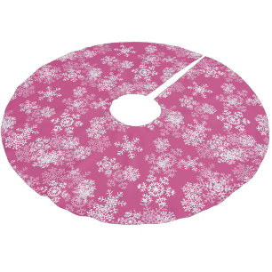 Baumrock-Snowflakes-Pink Polyester Weihnachtsbaumdecke