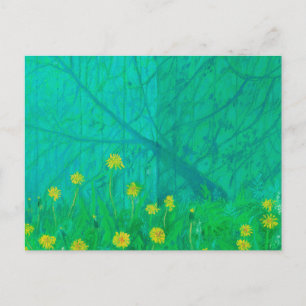 Baumschatten und Löwenzahn, Sommer-Blume Postkarte