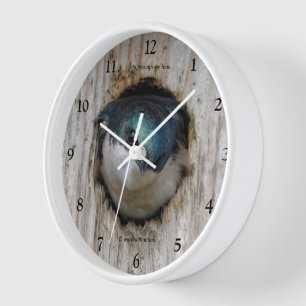 Baumschlucken in einer Nestbox Wanduhr