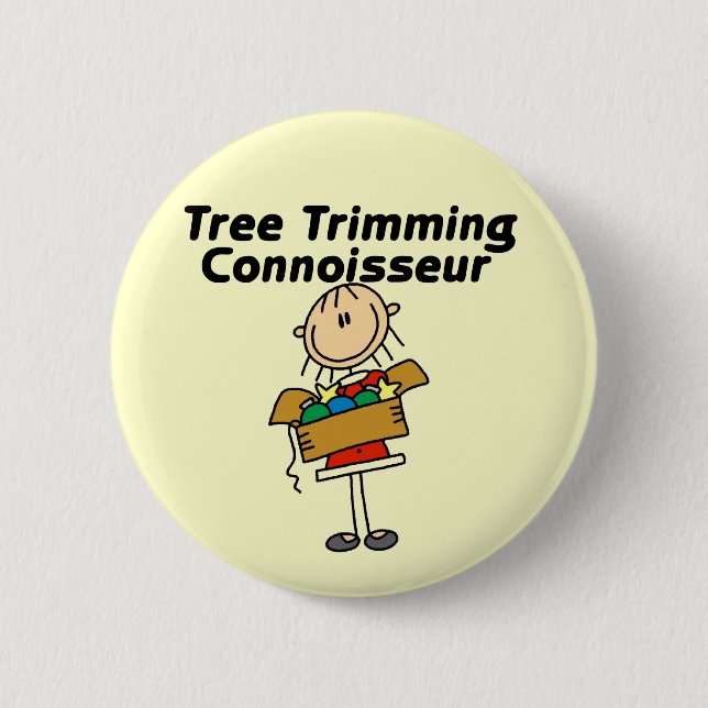 Baumschmuck-Experte T-Shirts und Geschenke Button (Vorderseite)