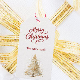 Baumschnee rot weiße Weihnachten Geschenkanhänger