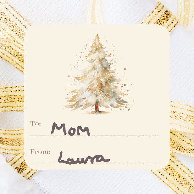 Baumschneecreme bis von Weihnachten Quadratischer Aufkleber (Von Creator hochgeladen)