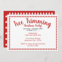 Baumschneiden Weihnachtsfest Party Rot/Weiß Schrif