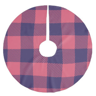 Baumschürze Hot Pink Magenta Indigo Büffel Karo Polyester Weihnachtsbaumdecke
