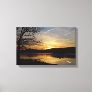 Baumsee Sonnenaufgang Stretched Canvas Print Leinwanddruck