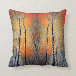 Baumsonnenuntergang-Landschaftsmodernes orange Kissen