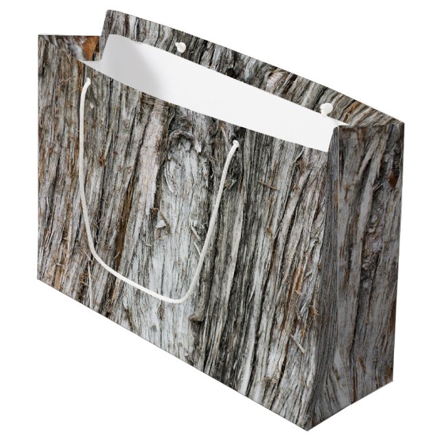 Baumstamm Große Geschenktüte (Vorderseite Schrägansicht)