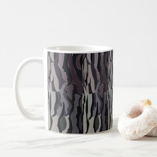 Baumstamm-Hintergrundmuster Kaffeetasse (Mit Donut)