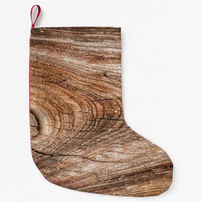 Baumstruktur Rohholz Kleiner Weihnachtsstrumpf (Vorderseite)