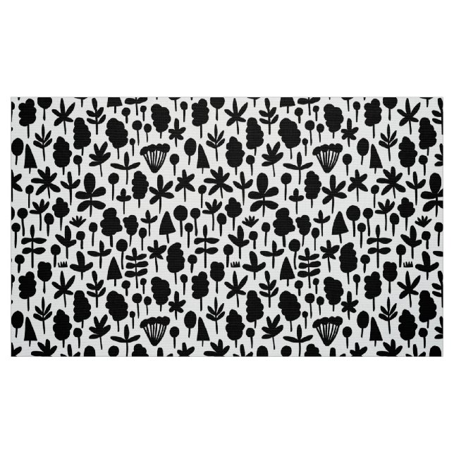 Baumstruktur und Leaf-Formmuster 051017 - Schwarz Stoff (Fat Quarter (45,7 x 55,9 cm))
