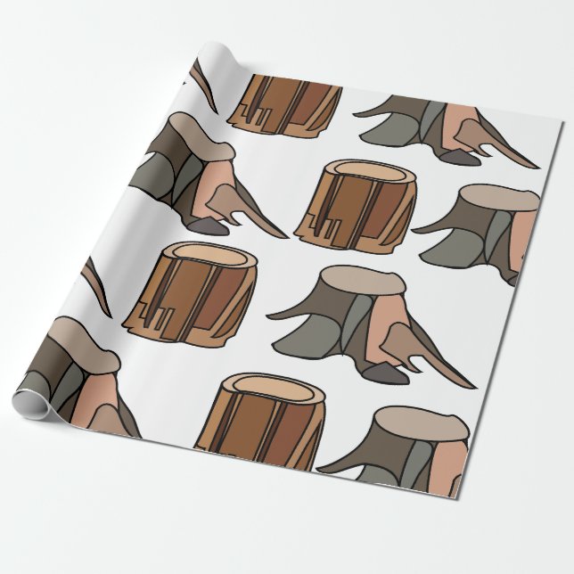 Baumstumpf Geschenkpapier (Ungerollt)