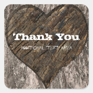 Baumstumpf mit Herz - Rustikale Hochzeitsdekoratio Quadratischer Aufkleber