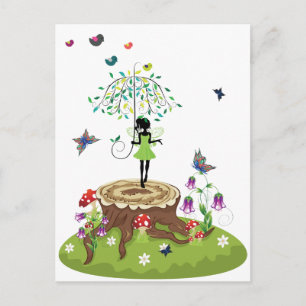 Baumstumpf und Fairy 2 Postkarte