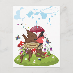 Baumstumpf und Fairy Postkarte