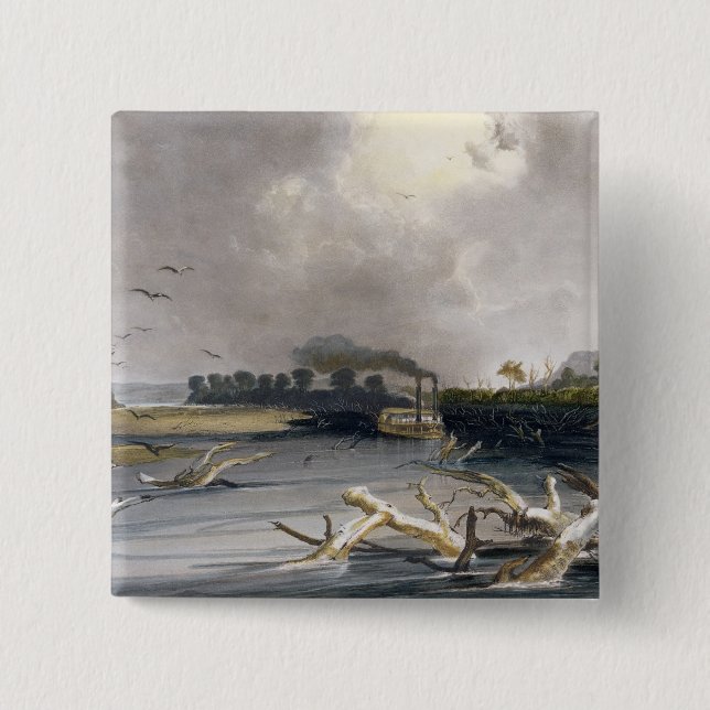 Baumstümpfe (versunkene Bäume) auf dem Missouri, Button (Vorderseite)