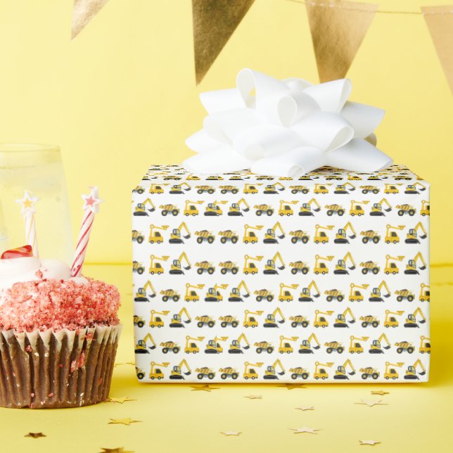Baumüllkipper, Kran & Bagger Geschenkpapier (Geburtstagsparty)